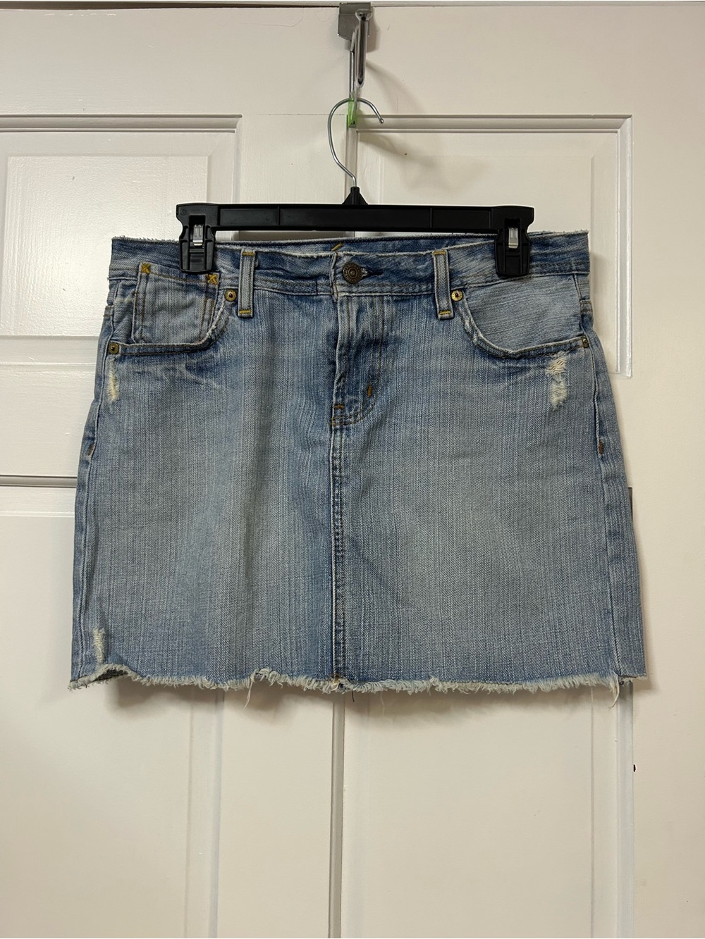 Polo by Ralph Lauren Light Blue Distressed Denim Mini Skirt - Picture 2 of 5